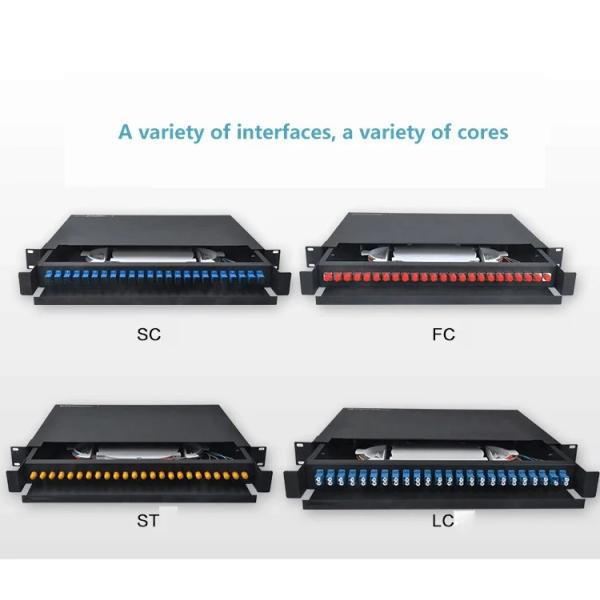 Instalación de bastidores LC SC 24 Cuadro de distribución de fibra óptica para 48 puertos MTP MPO ODF