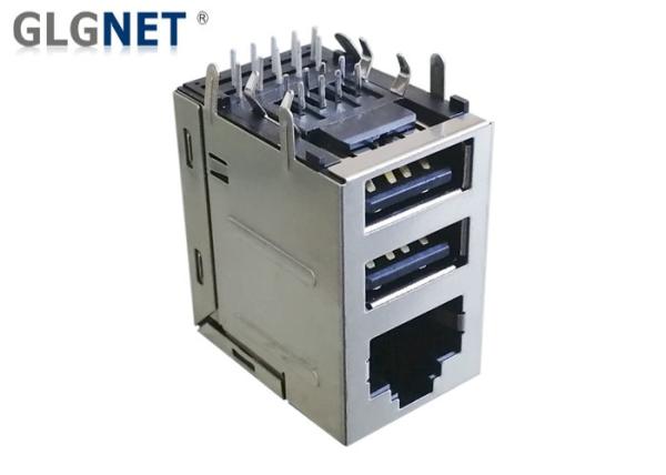 Magnetic RJ45 Connector + Double USB 2.0 Interface RJ45 USB Connector with Integrated Magnetics