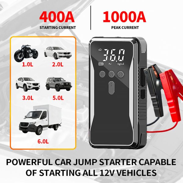 Portable Intelligent Tyre Pump 3-140 Psi Electric Tire Inflator Electric Bikes Motorcycles Automobile 2 In 1 portable car jump starter emergency car starter pack