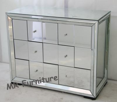 Full Mirrored Tall Chest Of Drawers , Glass Silver Mirrored Chest Of Drawers