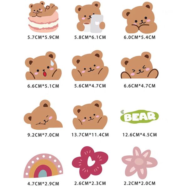 Decorative Scrapbook Stickers And Embellishments Cute Bear Shape Cut Stickers
