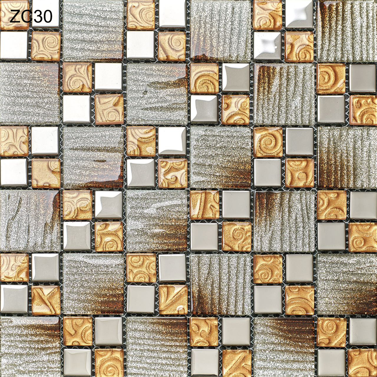 Wear-resistant and Firebrick Luxury Glass and Metal Wall Swimming Pool Mosaics For Renovation and Project