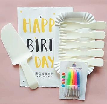 Disposable Plastic Cake Cutlery Set Party Used Birthday Suit with Knife and Fork Set