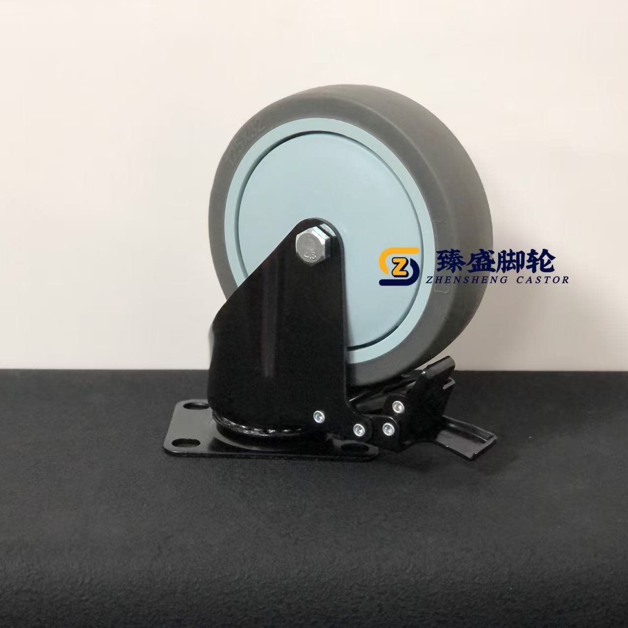 OEM 125mm Swivel Thermoplastic Rubber Wheel With AB-Brake Caster