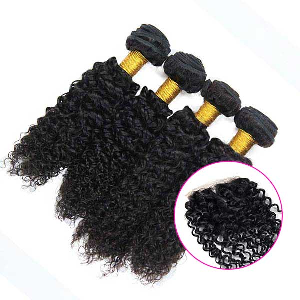 4 Bundles Peruvian Human Hair Extensions Lace Frontal Closure OEM Service