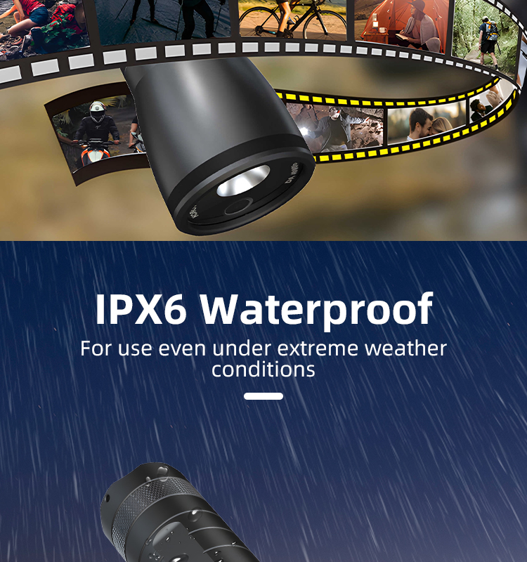Helmet Recorder Cameras, Outdoor Waterproof Flashlight Recorder, Motorcycle Bike Riding 1080P HD Video Sports Camera for Camping