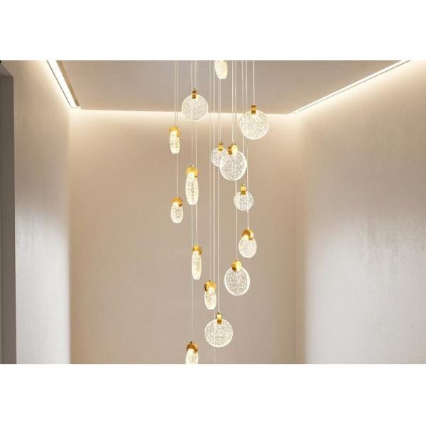 Escalier tournant post-moderne 265V Crystal Glass Ceiling Lights de la taille 2m