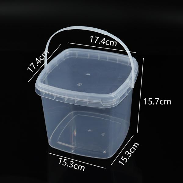 Clear Plastic Container With Lid Ice Cream Bucket Food Storage Container Freezer Storage Bucket Square Plastic Pails With Handle For Home Kitchen