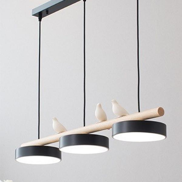 Nordic Minimalist 3-Headed Hanging LED Pendant Light Solid Japanese Wood Glass Shade Dining Room Bar Multiple Sizes Available