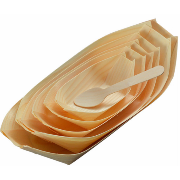 Eco-Friendly Disposable Wooden Food Boats Wholesale