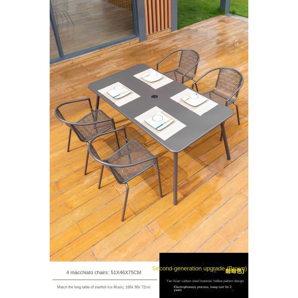 Carbon Steel 4 Seater Cafe Table Set Outdoor 600*730mm / 700*730mm