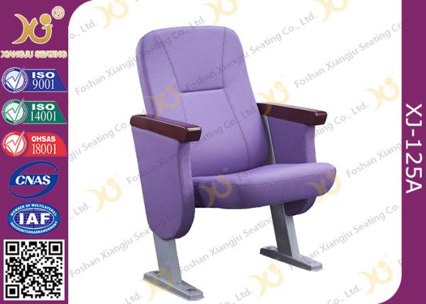 Purple Full Upholstered Cover Auditorium Chairs In Short Back Rest