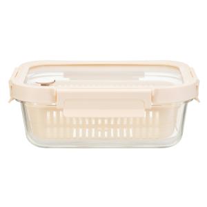Contenedor de vidrio hermético apilable para alimentos de 1050 ml con tapa