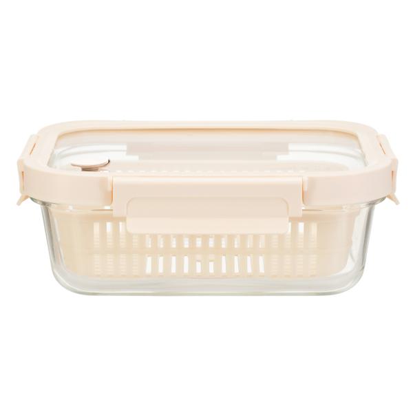 Contenedor de vidrio hermético apilable para alimentos de 1050 ml con tapa ventilada