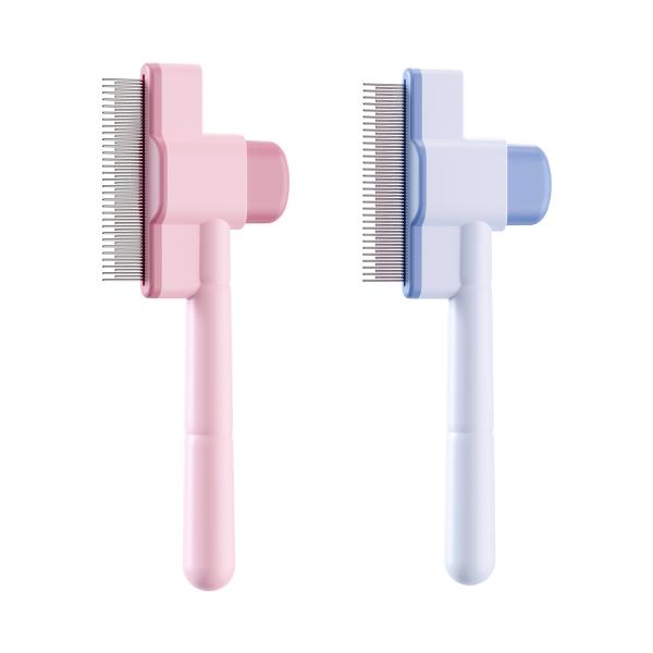 Professional Pet Deshedding Comb – Stainless Steel Self-Cleaning Flea & Knot Remover, ABS Handle, Bulk Wholesale