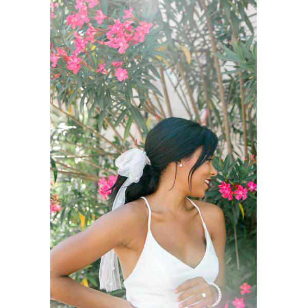 Sleek Sheath Figure-flattering Draping Ruching Spaghetti Straps V-neckline  Slit Side Zipper White Chiffon Wedding Dress