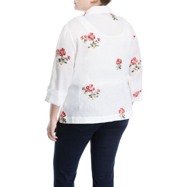 Вышитое Связ-переднее плюс дизайна моды размера дамы блузки женщин корейского Линен