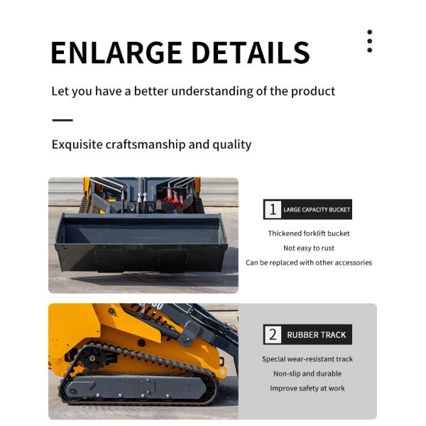 Compact Mini Skid Steer Loader With 0.2m3 Bucket Capacity And 2220 Mm Overall Length