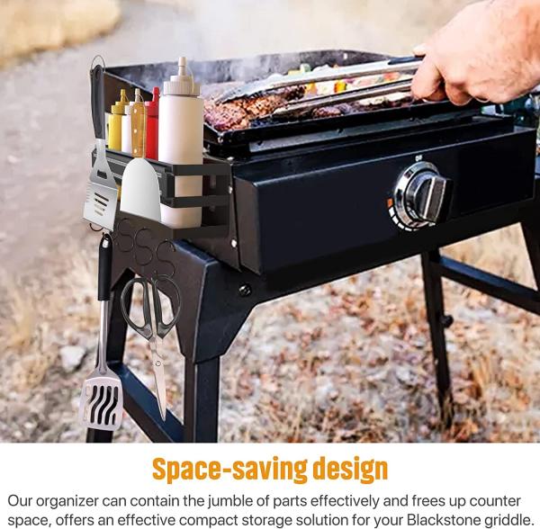Free Installation BBQ Caddy with Knife Holder for 28 36 Griddle Gas Grill Charcoal Grill Accessories Storage Box