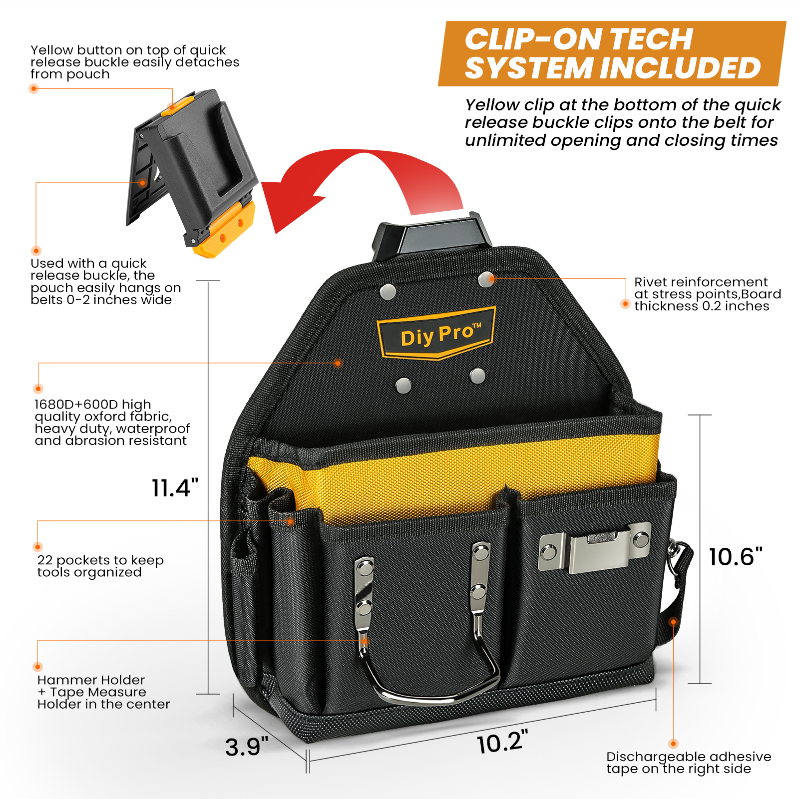 Multi Functional Repair Tool Waist Bag,  Clip-on Tech System  Electrition Tools Bag, Electrician Waist Bag