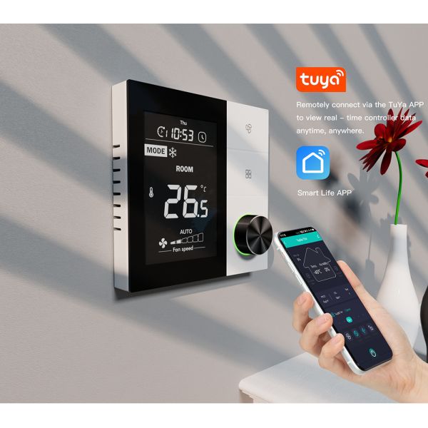 Knob Touch Button Fan Coil Unit FCU Thermostat HVAC System WIFI Tuya Smart Remote Controller