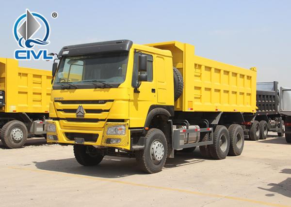 Euro II 20M3 Heavy Duty Dump Truck 6x4 10 Tire Sinotruk Howo7 Yellow Color
