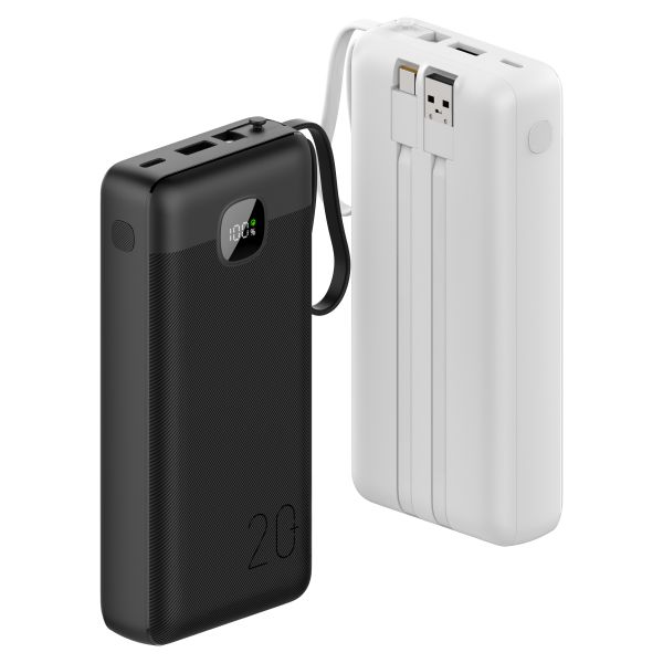 20000mAh Portable Power Bank 22.5W Digital Display USB Input 3 Cables
