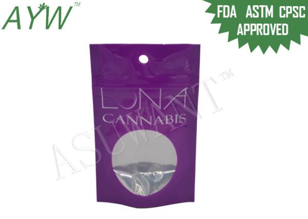 Custom Colorado Smell Proof Weed Bags With Eyeable Window / Zip Closure FDA