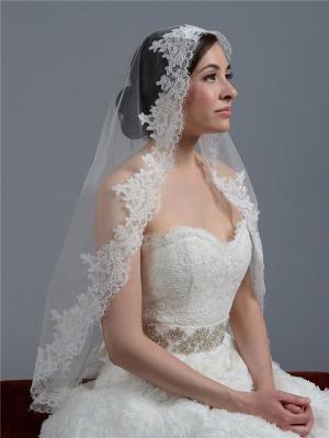 Embroidery Cord lace with Rhinstone  Ivory/White Bridal Veil  Wedding Accessories