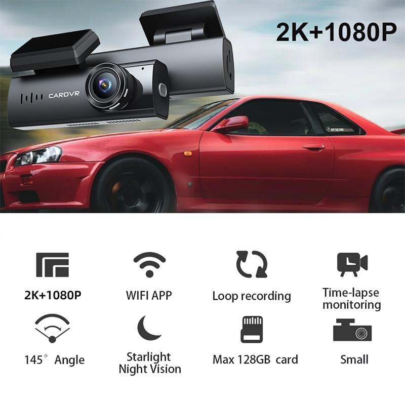 2K Dual Lens Dashcam With WIFI GPS And Intelligent Parking Mode Car Recorder