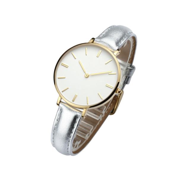 Private Label Ladies Stainless Steel Watches With Genuine Leather Strap