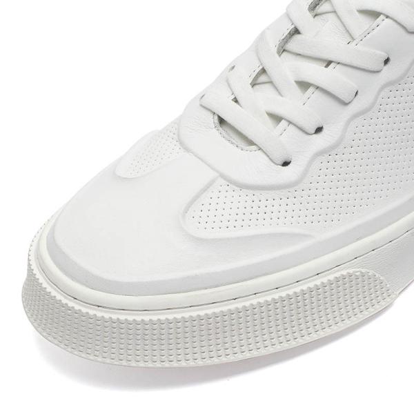 White Lace Up Anti Odor Breathable Mens Genuine Soft Leather Sneaker