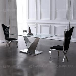 O OEM estável moderou o retângulo de vidro 1.2mm 201 da mesa de jantar de aço