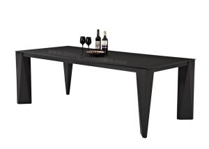 Mesa de jantar de vidro retangular moderna resistência de desgaste geada preto