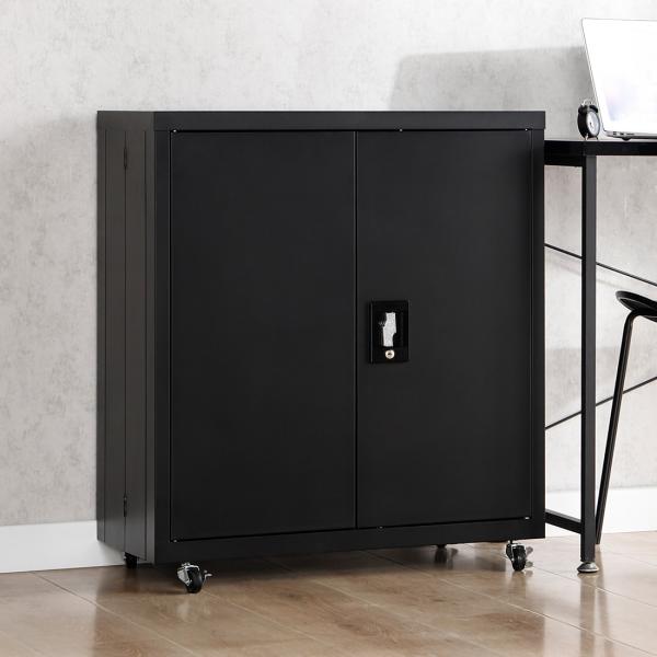 Black Shelf Folding Storage Cabinet Removable Fold Steel Storage Cabinet
