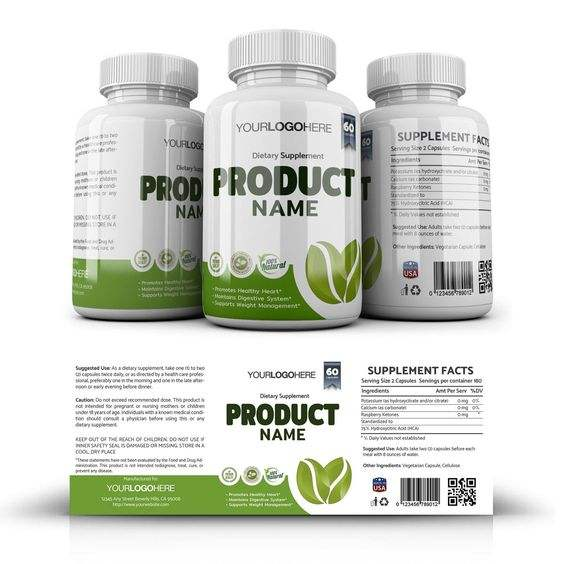 Custom Permanent Adhesive Label Stickers Oil Resistant UV Spot Healthcare Supplement Nutritional Product Jar Packaging Label