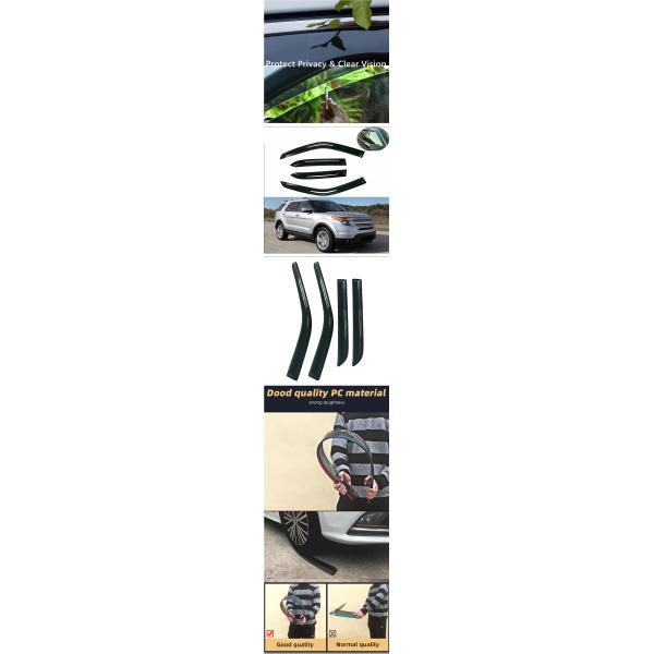 Sleek Smoke Window Visor ISO9001 Ford Explorer Rain Guards