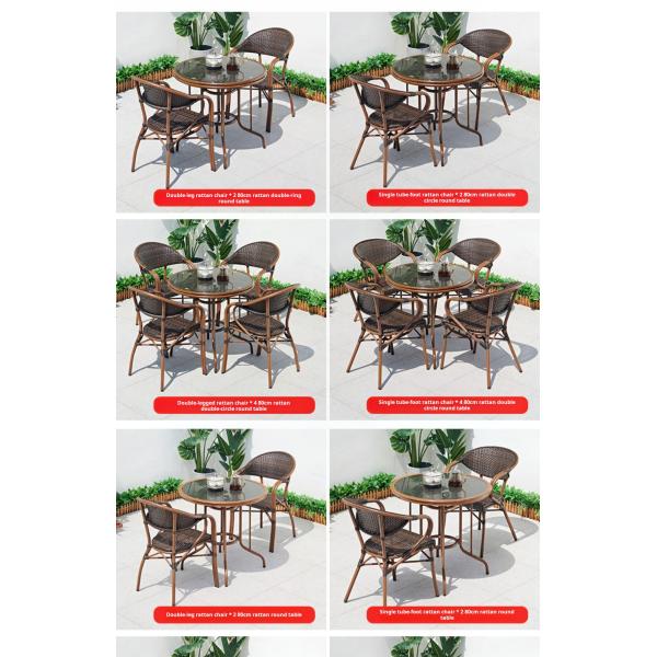 Glass Top PE Rattan Garden Dining Table And Chairs 5pcs Sets