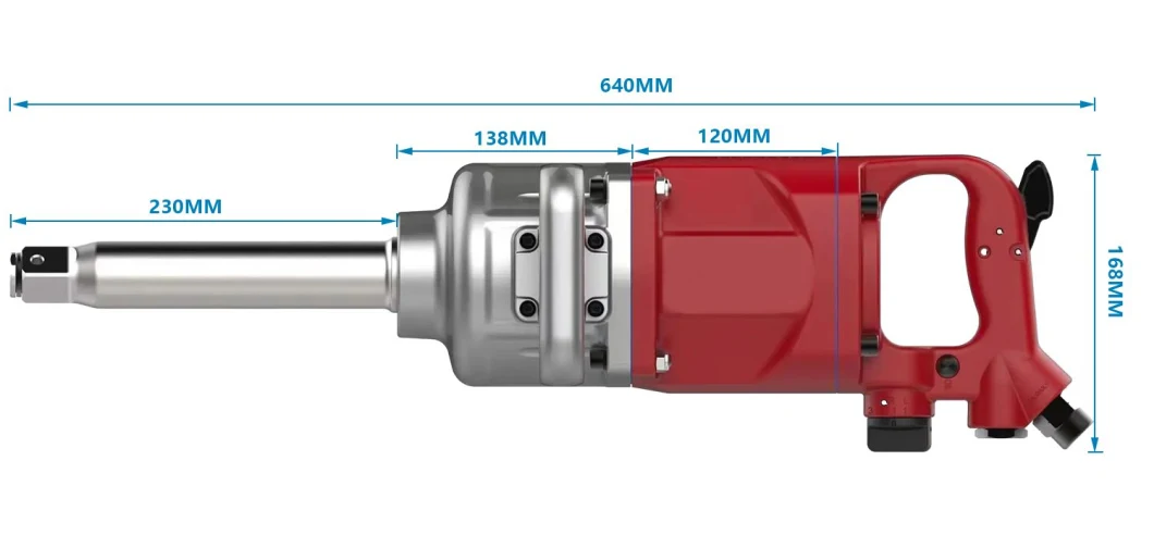 Подгонянный сверхмощный инструмент 3700rpm ключа удара воздуха 1 дюйма пневматический