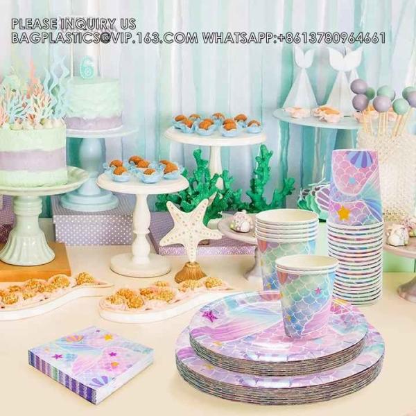 Mermaid Birthday Decoration Backdrop Purple Mermaid Under The Sea Happy Birthday Party Background Decorations