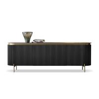 Brushed Gold Wooden Sideboard Cabinet Oak Dark Wood Buffet Cabinet Black