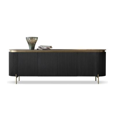 Brushed Gold Wooden Sideboard Cabinet Oak Dark Wood Buffet Cabinet Black