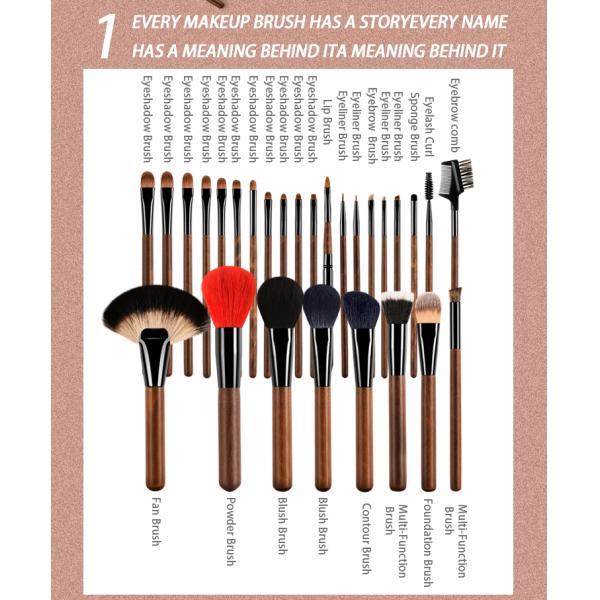 189A0428 Fabricant 28PCS Cheveux d'animaux Tubes de cuivre Poignée en bois Logo personnalisé