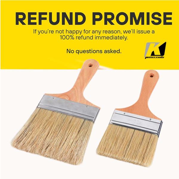 5in Bristle Paint Brushes Wood Handle Wool Hair For House Wall Painting