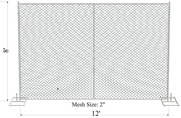 chain link temporary construction fence panels 6FT X 10F Mesh 2 3/8  x 2 3/8 ( 60mm x 60mm ) x 12 gauge wire