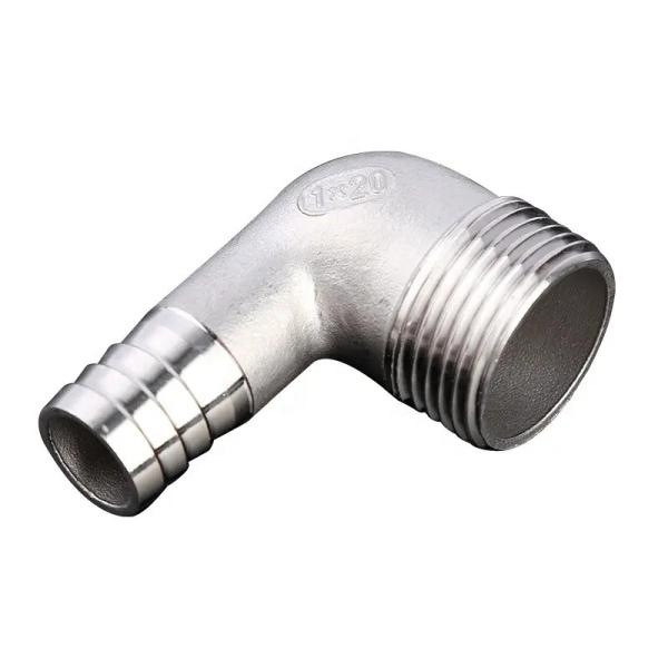 Aço inoxidável 304 316 90 graus macho mangueira de cotovelo Barb 1/4''-4.0' BSP macho x 16mm