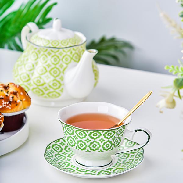 Bohemian Teapot Moroccan Style Green Coffee Cup And Saucer Set Ideal For Business Gifts