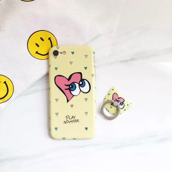 IMD Simple Fresh Pattern Style with Cartoon Ring Buckle Back Cover Cell Phone Case For iPhone 7 6s Plus