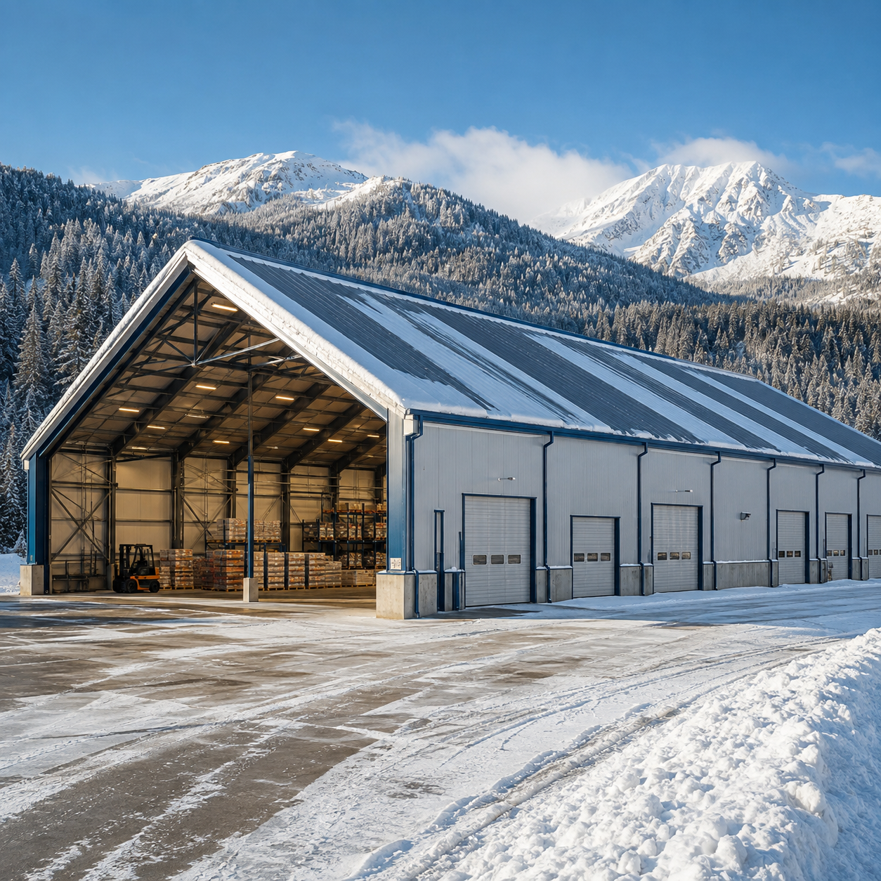 Heavy Snow Load Prefabricated Steel Warehouse Metal Building Cold Climate Rated Building