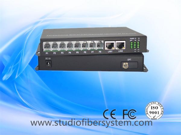 8CH Telephone Fiber Media Converter with 2ch 100M ethernet for armed police system